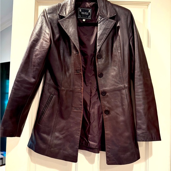VINTAGE Vera Pelle Italian DARK BROWN Leather Jacket from Italy